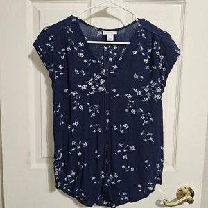 Liz Claiborne Navy floral medium top